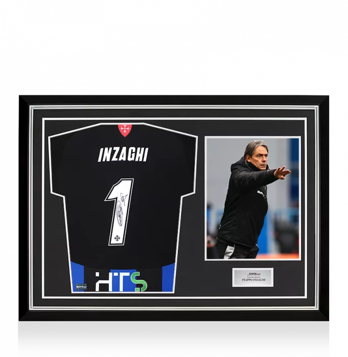 Filippo Inzaghi Back Signed Pisa SC 2024-25 Home Shirt In Hero Frame: Option 1