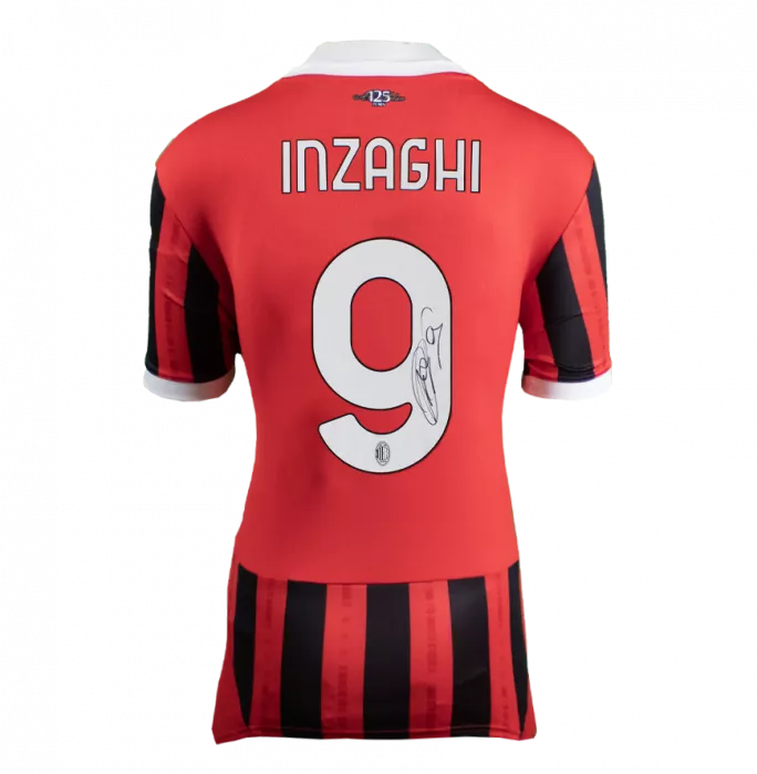Filippo Inzaghi Official AC Milan Back Signed And Framed 2024-25 Home Shirt