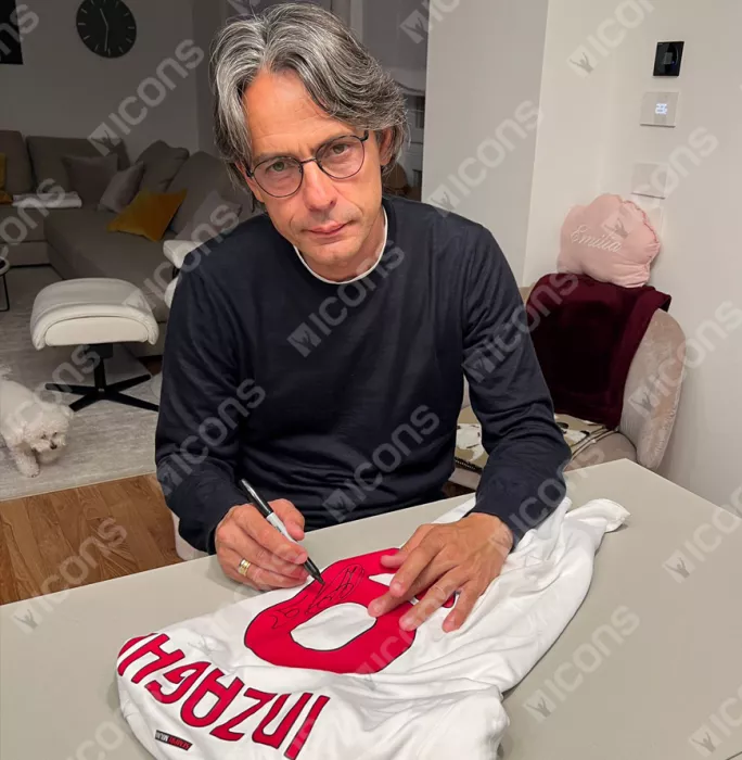Filippo Inzaghi Official AC Milan Back Signed And Framed Modern Away Shirt
