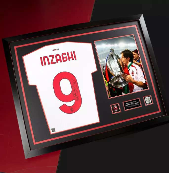 Filippo Inzaghi Official AC Milan Back Signed And Framed Modern Away Shirt