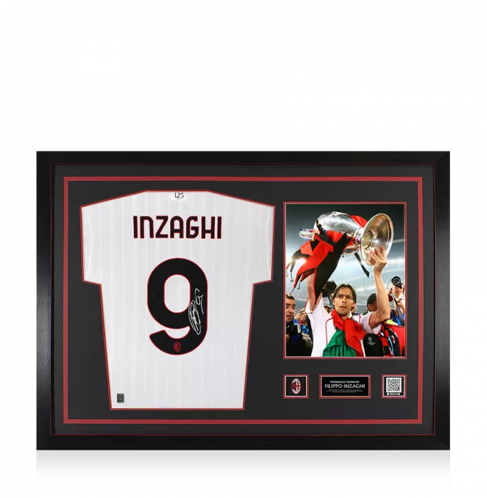Filippo Inzaghi Official AC Milan Back Signed and Framed 2024-25 Away Shirt