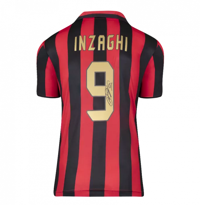 Filippo Inzaghi Official AC Milan Back Signed Retro AC Milan Home Shirt
