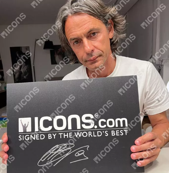 Filippo Inzaghi Official AC Milan Back Signed Retro AC Milan Home Shirt