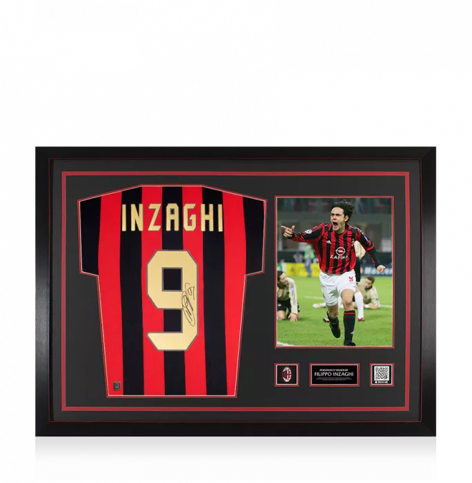 Filippo Inzaghi Official AC Milan Back Signed Retro AC Milan Home Shirt