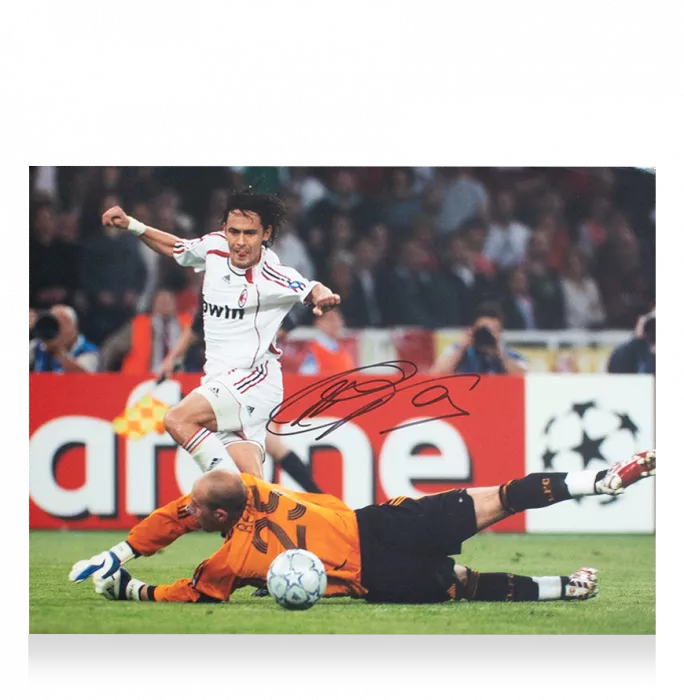 Filippo Inzaghi Official AC Milan Signed And Framed Photo: 2007 UEFA Champions League Final Goal