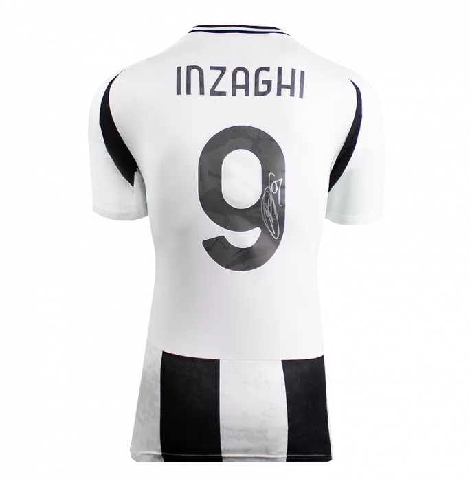 Filippo Inzaghi Official UEFA Champions League Back Signed And Framed Juventus 2024-25 Home Shirt With Fan Style Number