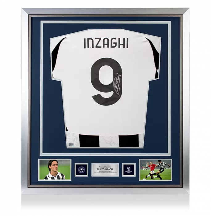 Filippo Inzaghi Official UEFA Champions League Back Signed and Framed Juventus 2024-25 Home Shirt with Fan Style Number