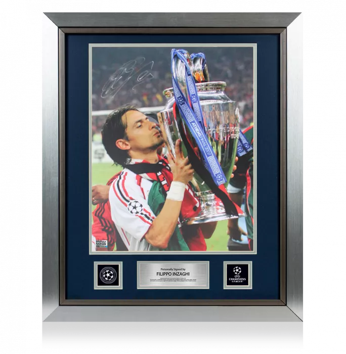 Filippo Inzaghi Official UEFA Champions League Signed and Framed AC Milan Photo: 2007 UCL Winner