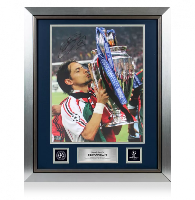 Filippo Inzaghi Official UEFA Champions League Signed and Framed AC Milan Photo: 2007 UCL Winner