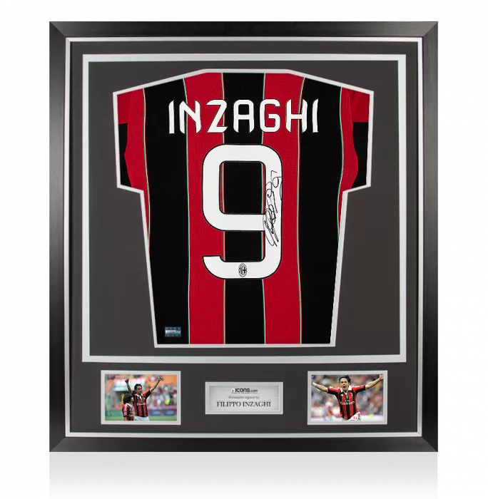 Filippo Inzaghi Signed AC Milan 2012-13 Home Shirt In Classic Frame