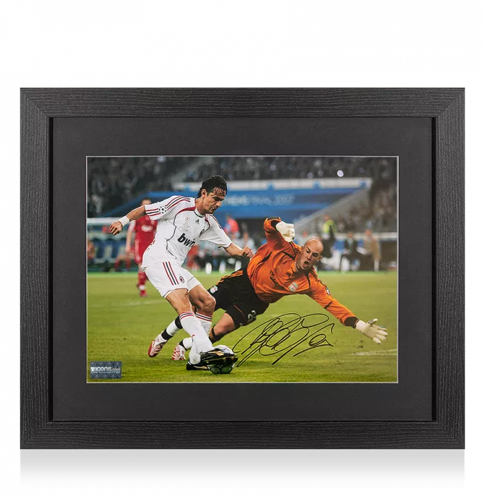 Filippo Inzaghi Signed AC Milan Photo In Black Wooden Frame: 2007 UEFA Champions League Final Goal