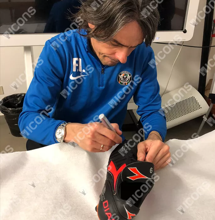 Filippo Inzaghi Signed Black And Orange Inzaghi Diadora Boot: Special Edition