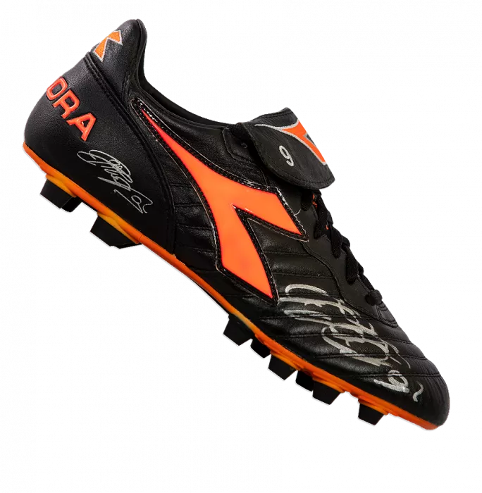 Filippo Inzaghi Signed Black and Orange Inzaghi Diadora Boot: Special Edition