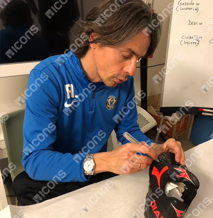 Filippo Inzaghi Signed Black And Orange Inzaghi Diadora Boot