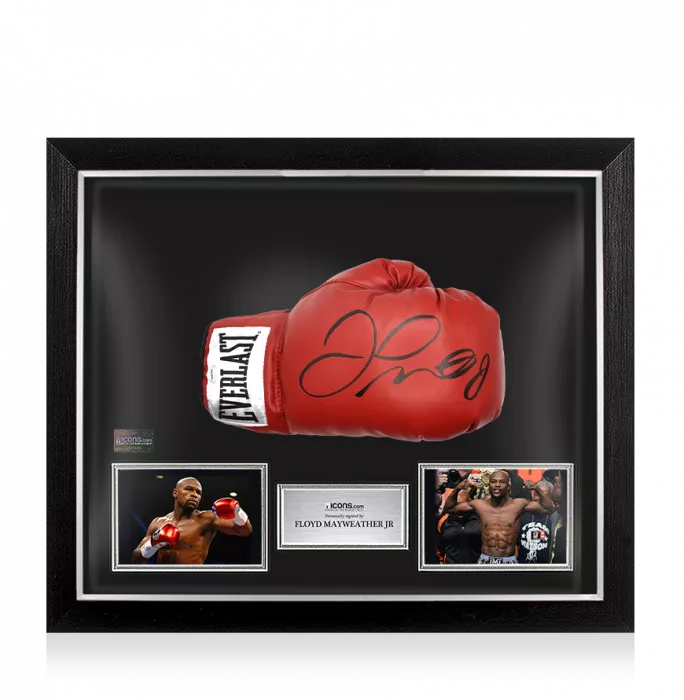 Floyd Mayweather Jr. Signed Everlast Red Boxing Glove In Bubble Frame: Option 1