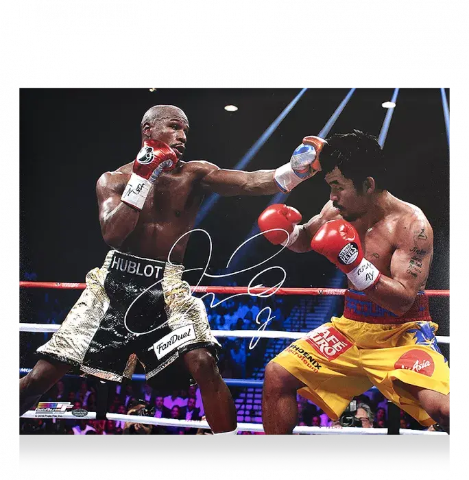 Floyd Mayweather Signed Boxing Photo: Fighting Manny Pacquiao
