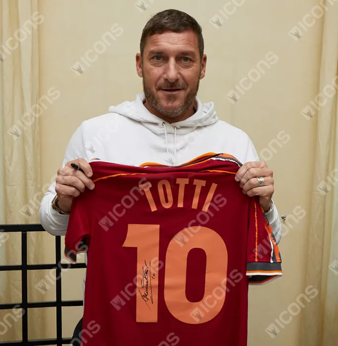 Francesco Totti Back Signed AS Roma 1998-99 Home Shirt In Hero Frame: Option 1