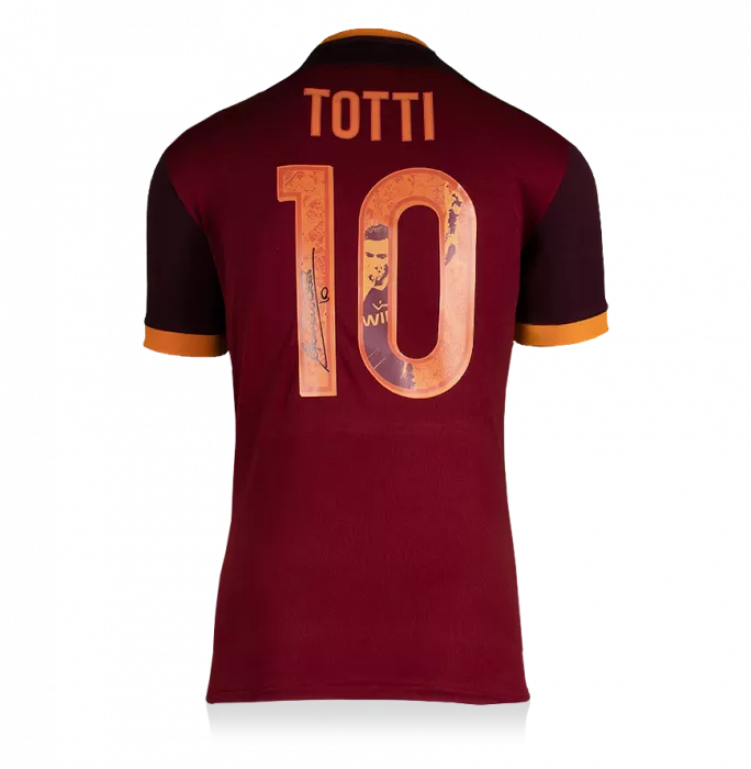 Francesco Totti Back Signed AS Roma 2016-17 Home Shirt In Classic Frame: "Golden Boy" Special Edition