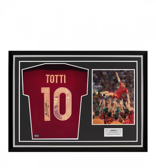 Francesco Totti Back Signed AS Roma 2016-17 Home Shirt In Hero Frame: "Golden Boy" Special Edition
