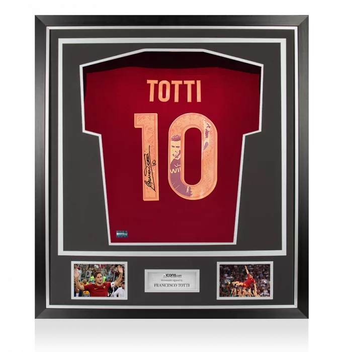 Francesco Totti Back Signed AS Roma 2016-17 Home Shirt In Classic Frame: "Golden Boy" Special Edition