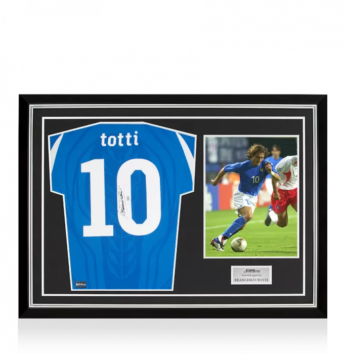 Francesco Totti Back Signed Italy 2010-12 Home Shirt Home Shirt In Hero Frame: Option 1