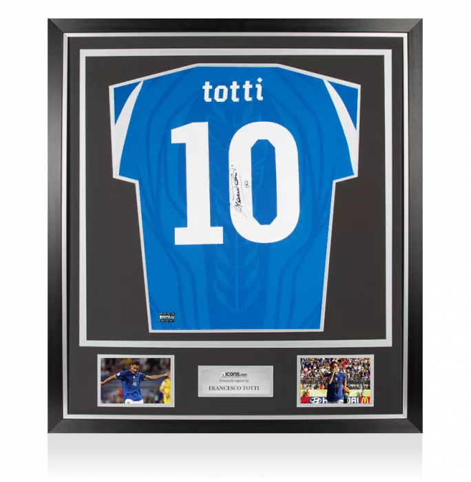 Francesco Totti Back Signed Italy 2010-12 Home Shirt In Classic Frame