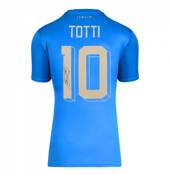Francesco Totti Back Signed Modern Italy Home Shirt With Fan Style Numbers In Hero Frame: Option 1