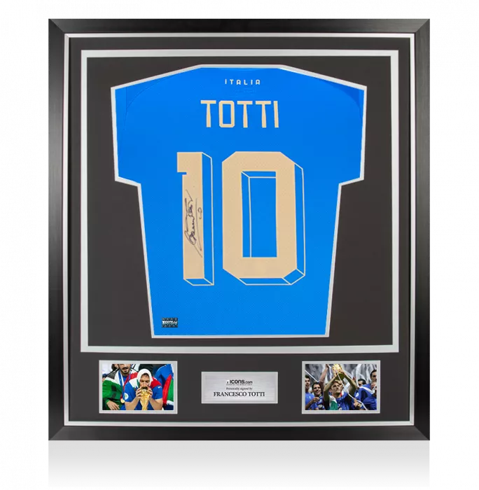 Francesco Totti Back Signed Modern Italy Home Shirt With Fan Style Numbers In Classic Frame
