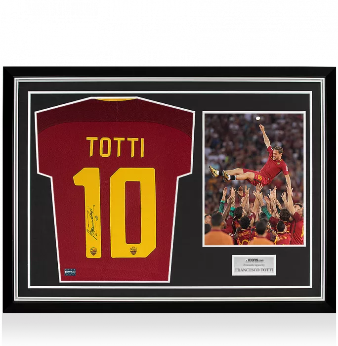 Francesco Totti Back Signed Roma 2017-18 Home Shirt In Hero Frame: Option 1