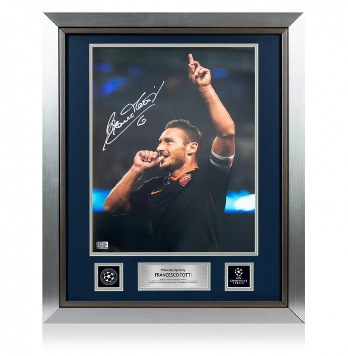 Francesco Totti Official UEFA Champions League Signed And Framed AS Roma Photo: Champions League Goal