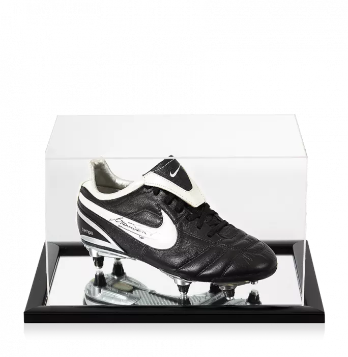 Francesco Totti Signed Black Nike Tiempo Boot In Acrylic Case