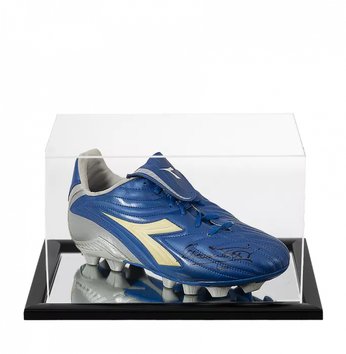 Francesco Totti Signed Blue Diadora Boot In Acrylic Case