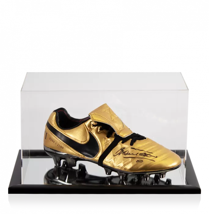 Francesco Totti Signed Gold Nike Tiempo Boot In Acrylic Case: Totti x Roma Limited Edition