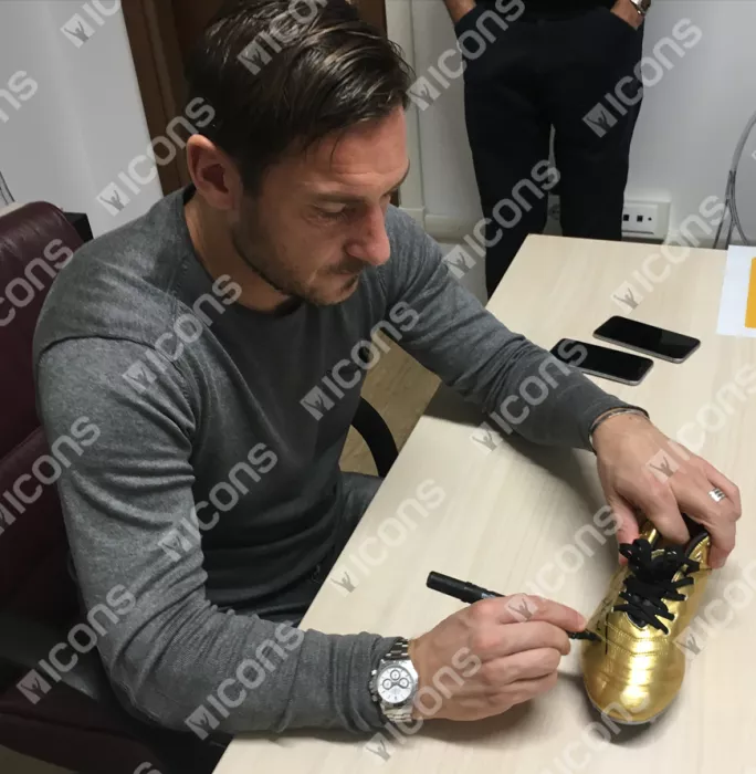Francesco Totti Signed Gold Nike Tiempo Boot: Totti X Roma Limited Edition