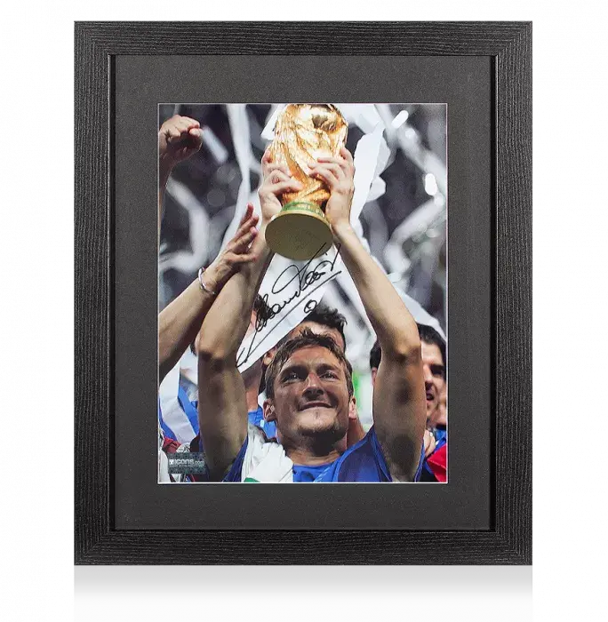 Francesco Totti Signed Italy Photo In Black Wooden Frame: 2006 FIFA World Cup Winner