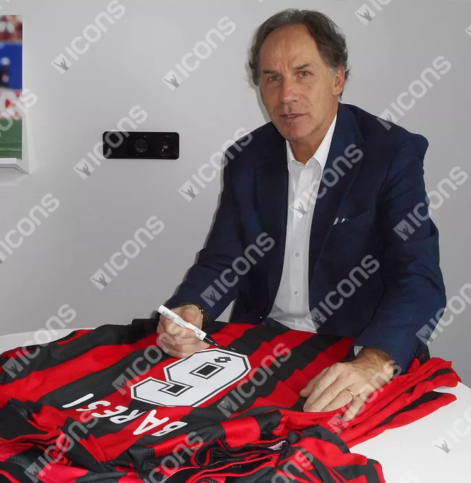 Franco Baresi Back Signed AC Milan 1994-95 Opel Home Shirt Baresi Edition In Hero Frame: Option 1