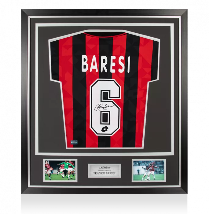 Franco Baresi Back Signed AC Milan 1994-95 Opel Home Shirt In Classic Frame