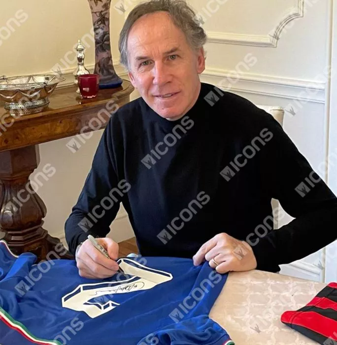 Franco Baresi Back Signed Italy 1990 Home Shirt