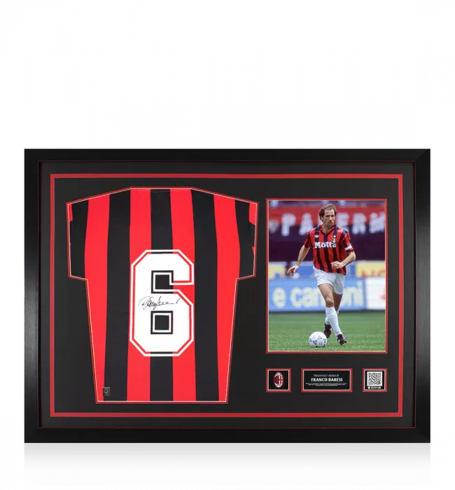 Franco Baresi Official AC Milan Back Signed and Framed 1988 Home Shirt