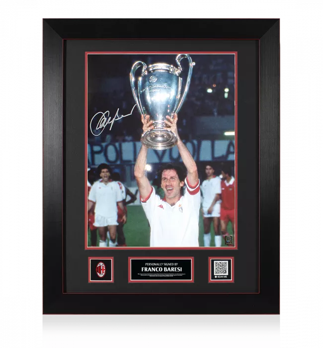 Franco Baresi Official AC Milan Signed and Framed Photo: 1990 European Cup Winner