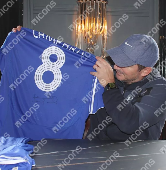 Frank Lampard Back Signed Chelsea 2007-08 Home Shirt With Striped Style Numbers (Signed Under Number)