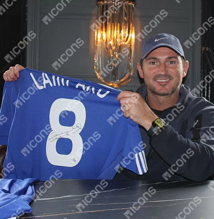 Frank Lampard Back Signed Chelsea 2009-10 Home Shirt With Dotted Style Numbers