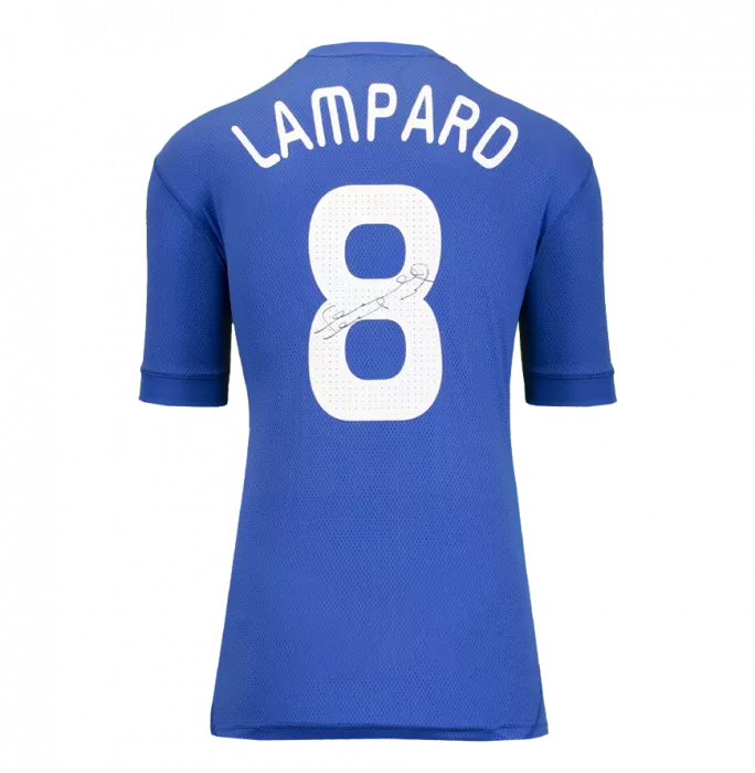 Frank Lampard Back Signed Chelsea 2009-10 Home Shirt with Dotted Style Numbers
