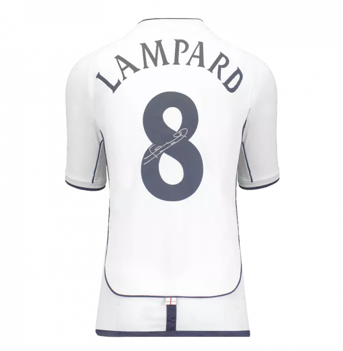 Frank Lampard Back Signed England 2002 Home Shirt with Fan Style Numbers
