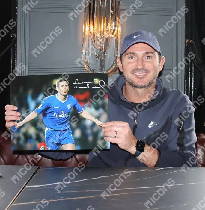 Frank Lampard Signed Chelsea Photo In Black Wooden Frame: UEFA Champions League Goal Vs AS Monaco