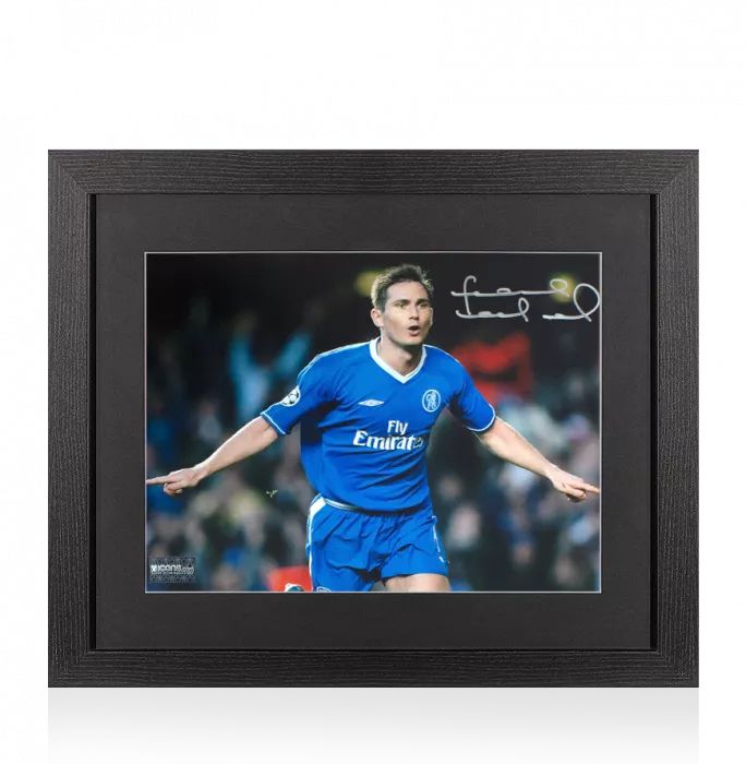 Frank Lampard Signed Chelsea Photo In Black Wooden Frame: UEFA Champions League Goal vs AS Monaco