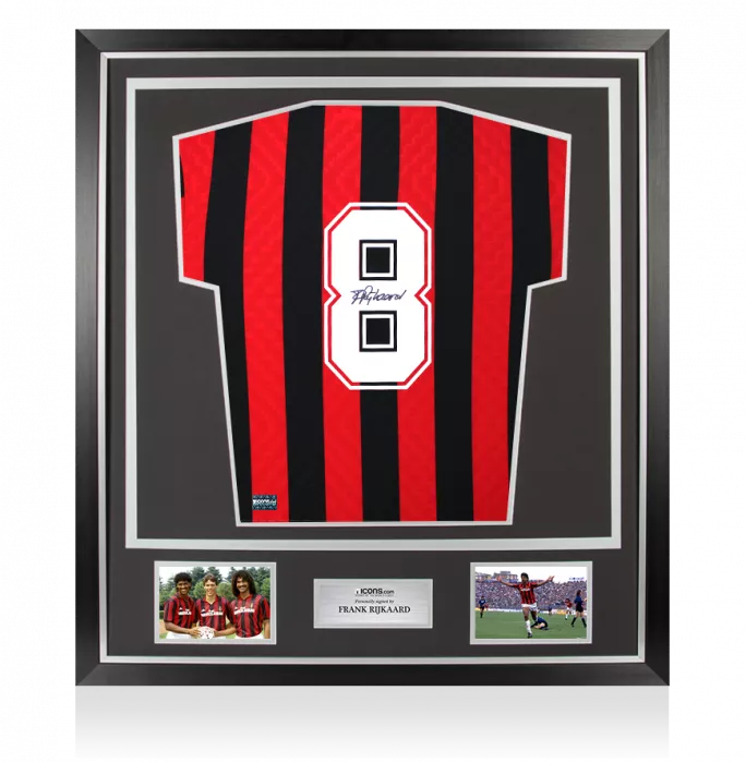 Frank Rijkaard Back Signed 1996 AC Milan Home Shirt In Classic Frame