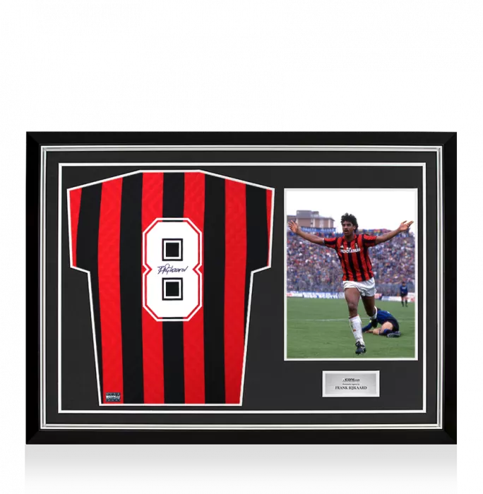 Frank Rijkaard Back Signed 1996 AC Milan Home Shirt In Hero Frame: Option 1