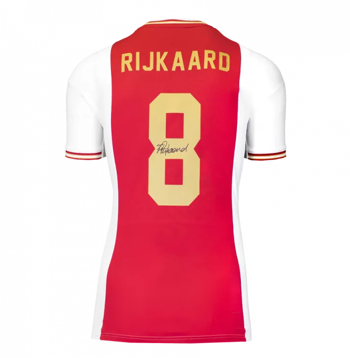 Frank Rijkaard Back Signed Modern Ajax Home Shirt with Fan Style Numbers