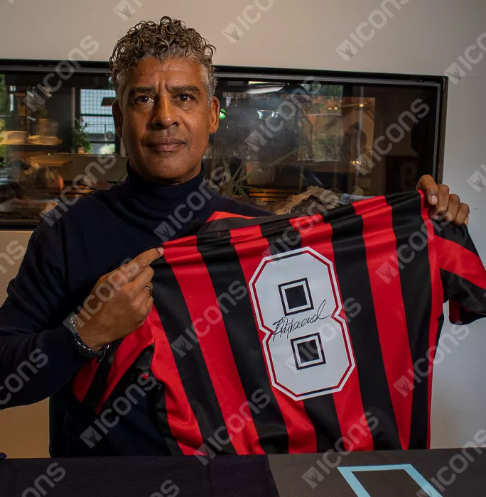 Frank Rijkaard Back Signed Retro AC Milan Home Shirt In Classic Frame